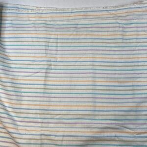 VINTAGE Fabric Remnant Approx 70”x60” White w Pastel Stripes ZAYRE